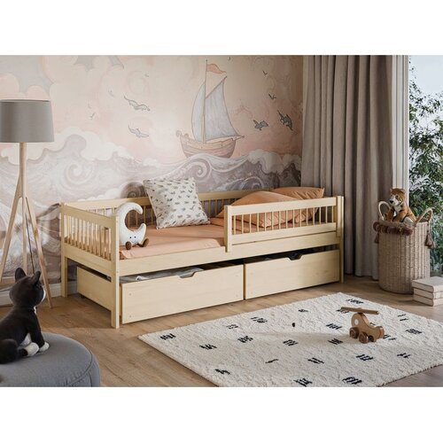  Drveni dječji krevet EDI s ladicom - svijetlo drvo - 160x80 cm - Bez madraca Cijene