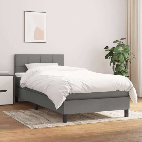  Box spring postelja z vzmetnico temno siva 90x190 cm blago, (20898687) Cene