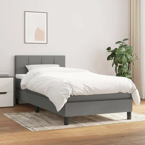  Box spring postelja z vzmetnico temno siva 90x190 cm blago, (20898687)