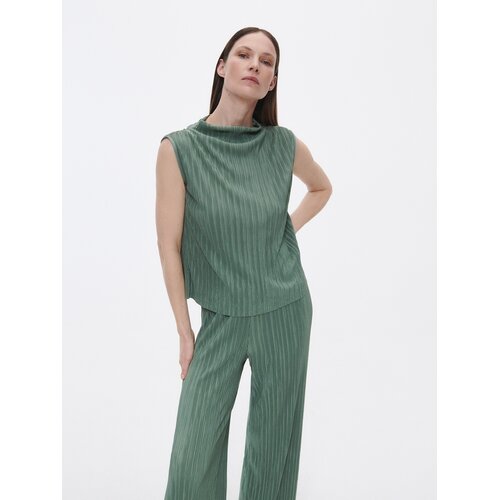 Reserved bluza iz plisirane tkanine - zelena Cene