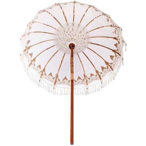 vidaXL Suncobran Krem 180-190 cm Pamuk & Drvo & Bambus Cene