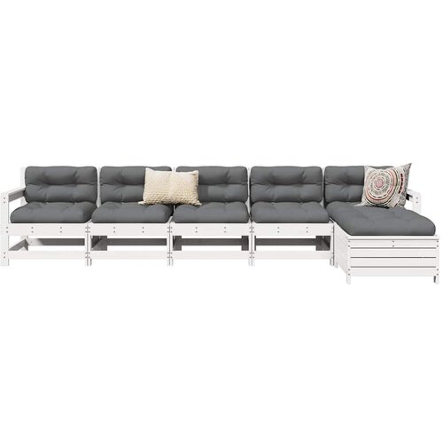  6-dijelni set vrtnih sofa bijeli od masivne borovine Cijene