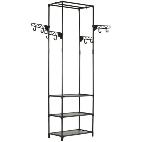 VidaXL Stojalo za oblačila jeklo in netkano blago 55x28,5x175 cm črno Slike