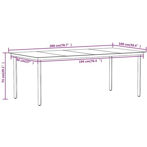  7-dijelni vrtni blagovaonski set crni Crna Dužina stola 200 cm Slike