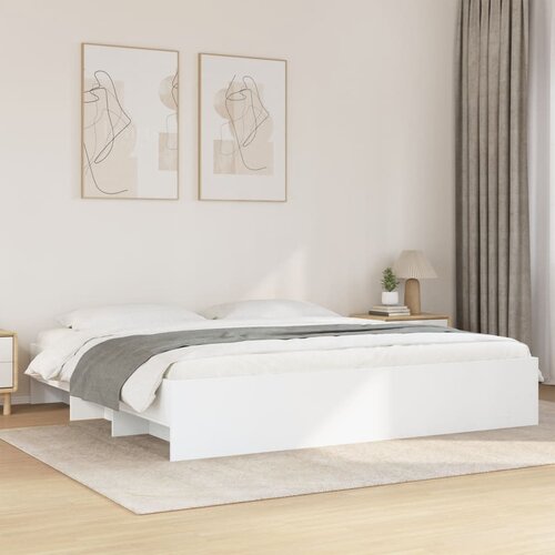  Okvir za krevet bijeli 200 x 200 cm od konstruiranog drva Slike