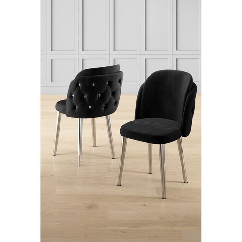Hanah home set trpezarijskih stolica Axle 8 kom, crna tkanina Babyface, hromirane metalne noge Cene