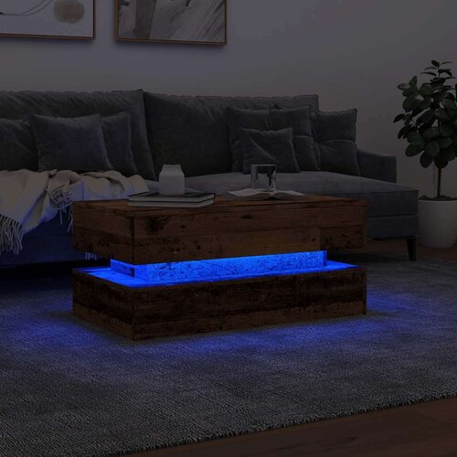  Stolić za kavu s LED svjetlima boja starog drva 90 x 50 x 40 cm Slike
