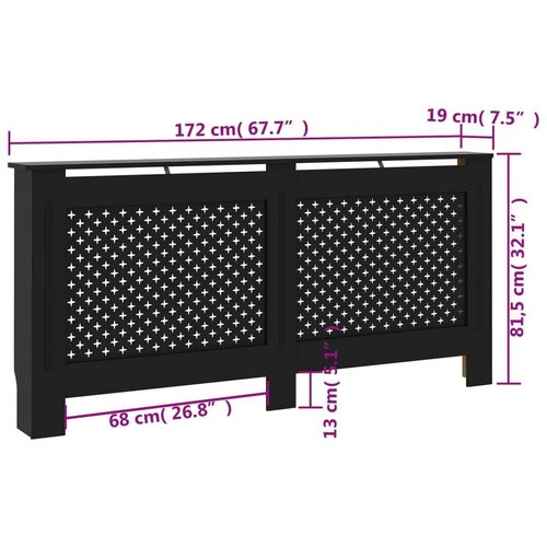 VidaXL pokrov za radijator crni 172 x 19 x 81 cm mdf Slike