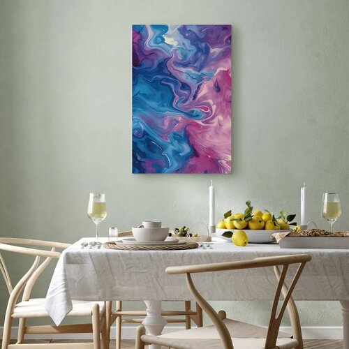  Slika - Night Flows - Abstract Waves in Shades of Blue and Violet 60x90 Slike