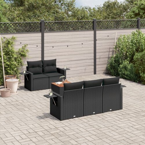vidaXL 6-dijelni set vrtnih sofa s jastucima crni od poliratana Cijene