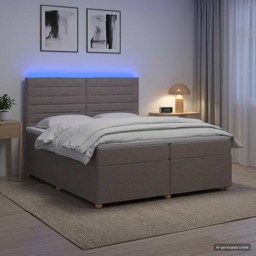  Boxspring krevet s madracem Sivosmeđa 200 x 200 cm Tkanina Slike
