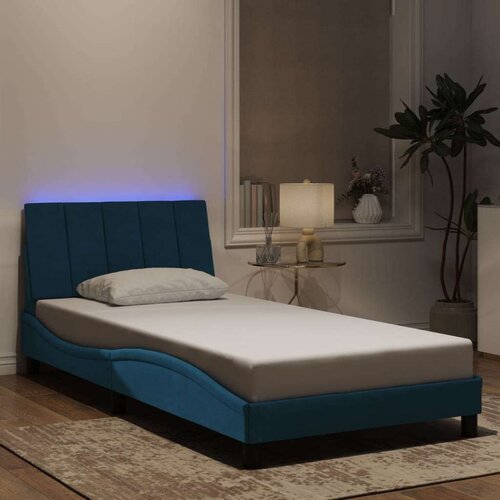  Okvir kreveta s LED svjetlima plavi 100 x 200 cm bar&amp;scaron;unasti Slike