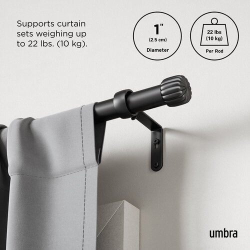 Umbra Mat crna željezna pro&amp;scaron;iriva karni&amp;scaron;a 91 - 168 cm Cleo &amp;ndash; Slike
