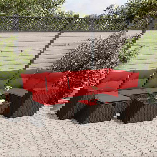 VidaXL 7-dijelni set vrtnih sofa od poliratana s jastucima smeđi Slike