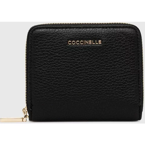 Coccinelle Usnjena denarnica ženska, črna barva