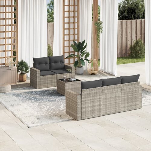 VidaXL 6-dijelni set vrtnih sofa od poliratana s jastucima svjetlosivi Slike