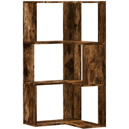  The Living Store Kotna knjižna omara 3-nadstropna dimljeni hrast 50x50x102 cm - Kotna Knjižna Omara, (21497190) Cene