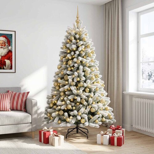  Umjetno božićno drvce s kuglicama 180 cm 300 LED lampica Slike