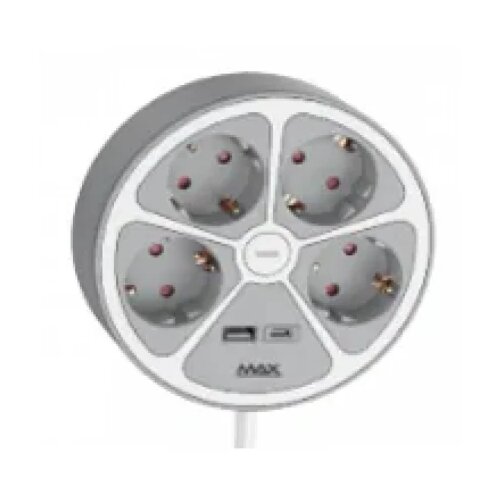 Max Produžni kabl sa prenaponskom za&amp;scaron;titom sa 4 utičnice MPS-04UG-3M/3m/USB portovi Slike