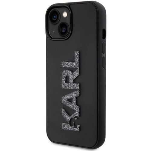 Karl Lagerfeld &amp;Scaron;koljka iPhone 15 Plus 3D guma Karl Glitter, ?rna, (21373395) Slike
