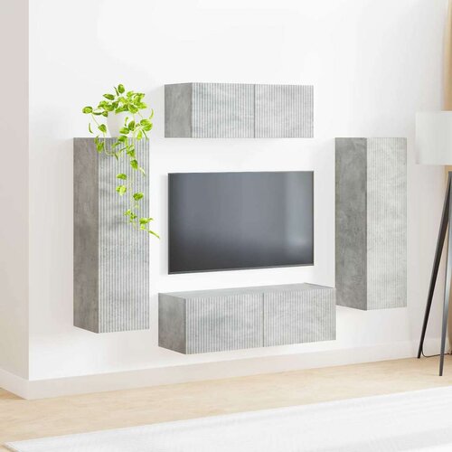  Set TV komoda Zidne 3 pcs Betonski sivi Konstruirano drvo Slike