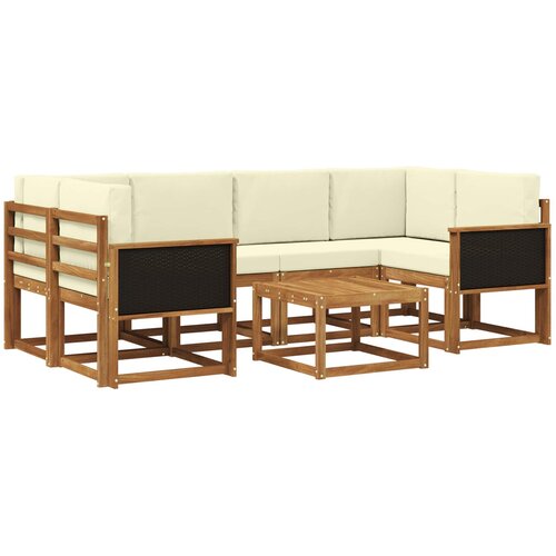 vidaXL Zunanja garnitura za sedenje z blazino 5 pcs Naravna in smetana, (5000280135) Cene