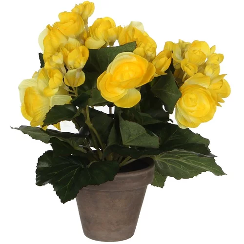 V Umjetna biljka Begonija (Visina: 25 cm, Žute boje, Plastika)