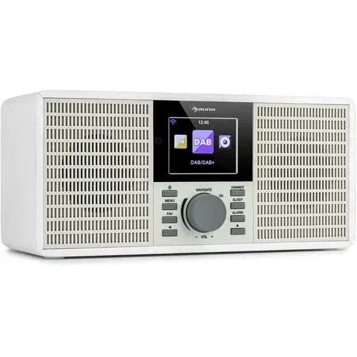 Auna IR-260, internetni radio, WLAN, USB, AUX, UPnP, 2.8" HCC-zaslon, daljinski upravljalnik, bela barva