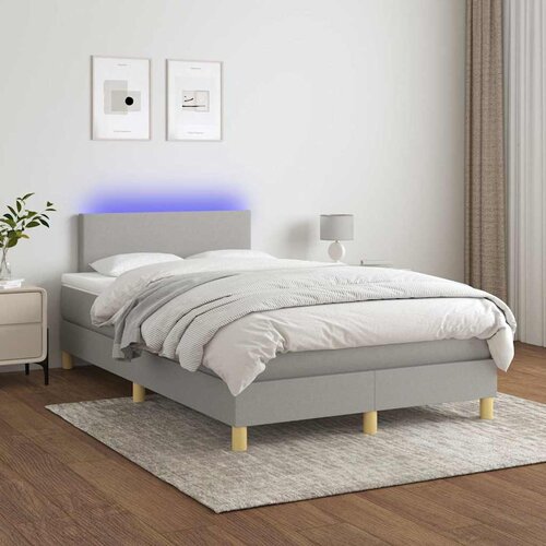  box spring s madracem LED svjetlosivi 120x200 cm tkanina Slike