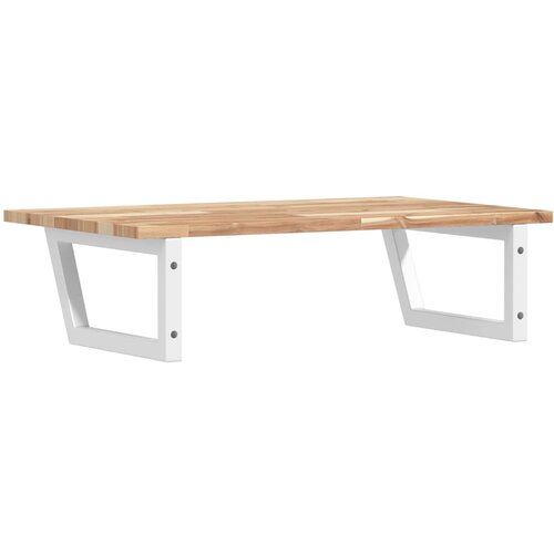  Zidna polica za umivaonik od čelika i masivnog bagremovog drva Smeđa 100 x 50 x 2 cm Slike