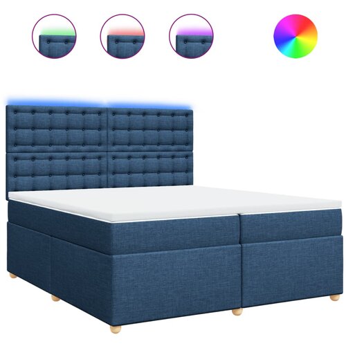 VidaXL Krevet s oprugama i madracem plavi 200 x 200 cm od tkanine Slike