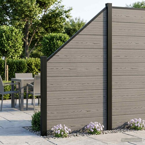  Set ograde 446 x 186 cm WPC i aluminij Siva Slike