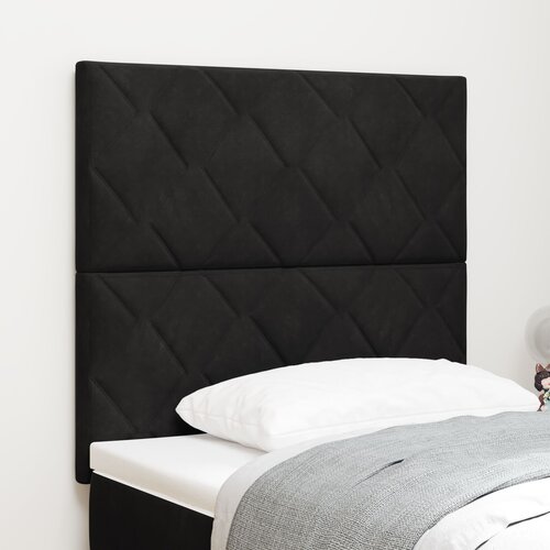 VidaXL Naslon za Glavo z Diamantskimi Bloki Črn 100 cm Velur, Naslon za Glavo z Diamantskimi Bloki Črn 200 cm Velur Slike
