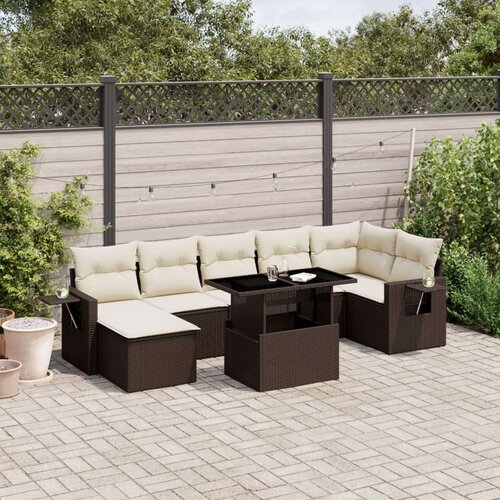  8-dijelni set vrtnih sofa s jastucima smeđi od poliratana Cene