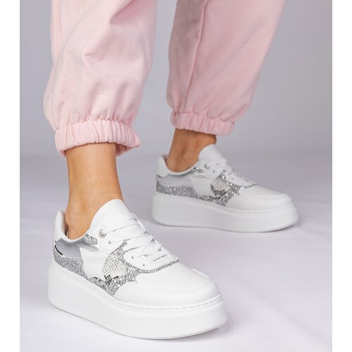 D/CEO marka niezdefiniowana White glitter sneakers with animal print Bertula Slike