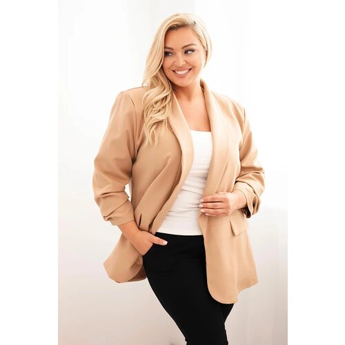 Kesi Włoski Elegant Plus Size women&amp;#039;s blazer camel Slike