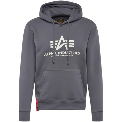 Alpha Industries Sweater majica tamo siva / bijela
