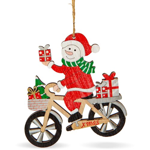 Family Christmas lesen okrasek za božično drevo v obliki snežaka na kolesu 21,5 x 11,5cm Slike