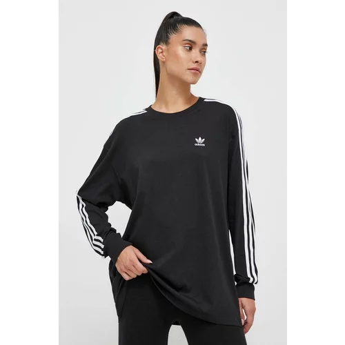Adidas Bombažna majica z dolgimi rokavi črna barva