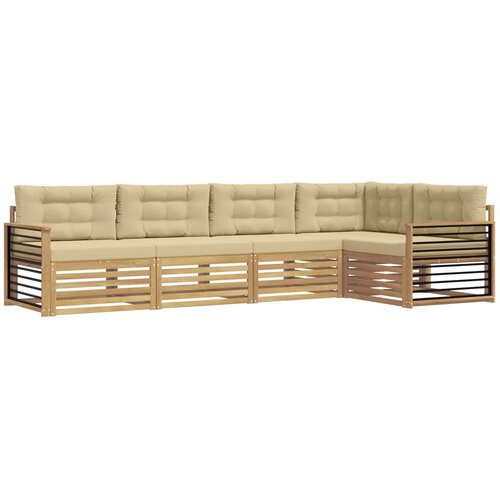 vidaXL Zunanja garnitura za sedenje 6 pcs Bela in bež Poliester, (5000269655) Cene