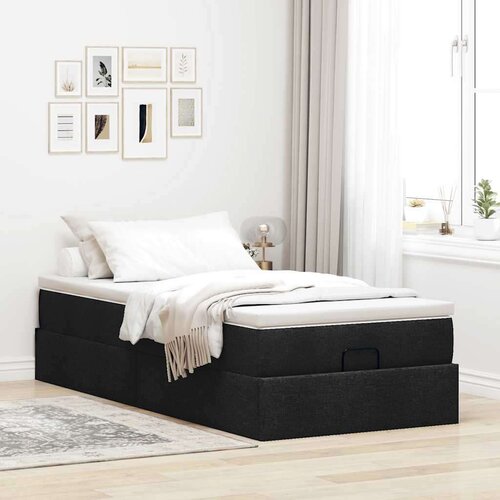 VidaXL otomanski okvir kreveta s madraca crni 90x200cm od tkanine Slike