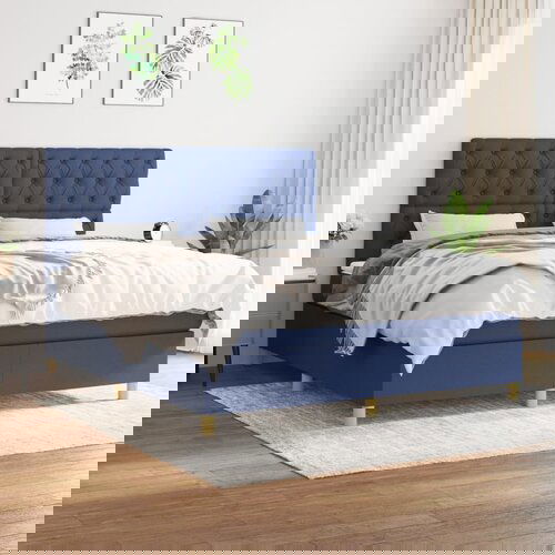 The Living Store Box spring postelja z vzmetnico modra 160x200 cm blago - Box Spring Postelja, (21514591) Slike