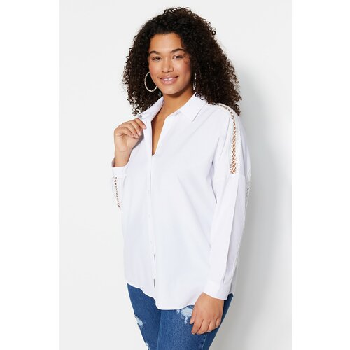 Trendyol Curve Plus Size Shirt - White - Oversize Slike
