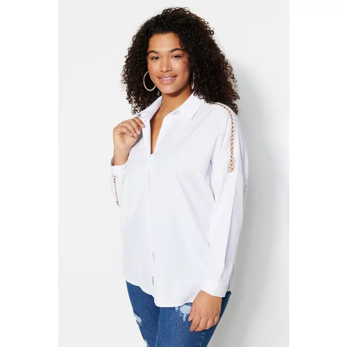 Trendyol Curve Plus Size Shirt - White - Oversize
