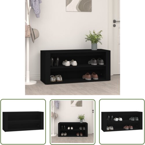 The Living Store Regal za čevlje Črna 100x35x45 cm inženirski les - Stojalo Za Čevlje, (21744619) Cene