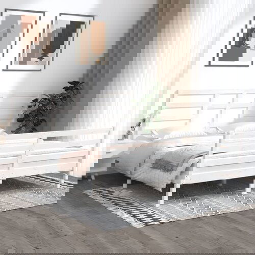 The Living Store Posteljni okvir bel iz trdnega lesa 180x200 cm - Posteljni Okvir, (21523913) Slike