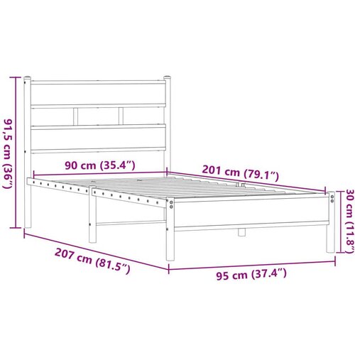 VidaXL Okvir kreveta bez madraca smeđa boja hrasta 90 x 200 cm drveni Slike