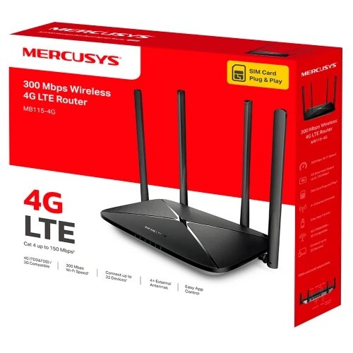 Mercusys MB115-4G V1.0 300 Mbps Wireless N 4G LTE Router Cene