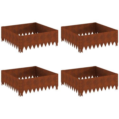 vidaXL Robovi trave 4 pcs 60 x 60 x 20 cm Jeklo Rjav, (5000301117) Cene