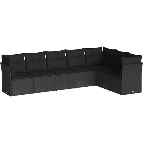  7-dijelni set vrtnih sofa od poliratana s jastucima crni Slike
